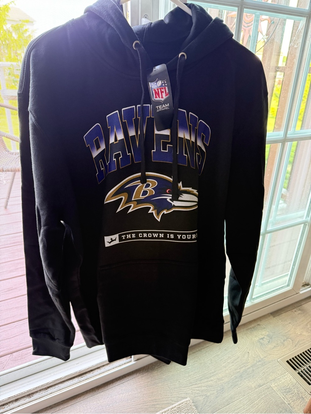 NFL Baltimore Ravens Black Pullover Hoodie with Team Logo. Unisex
